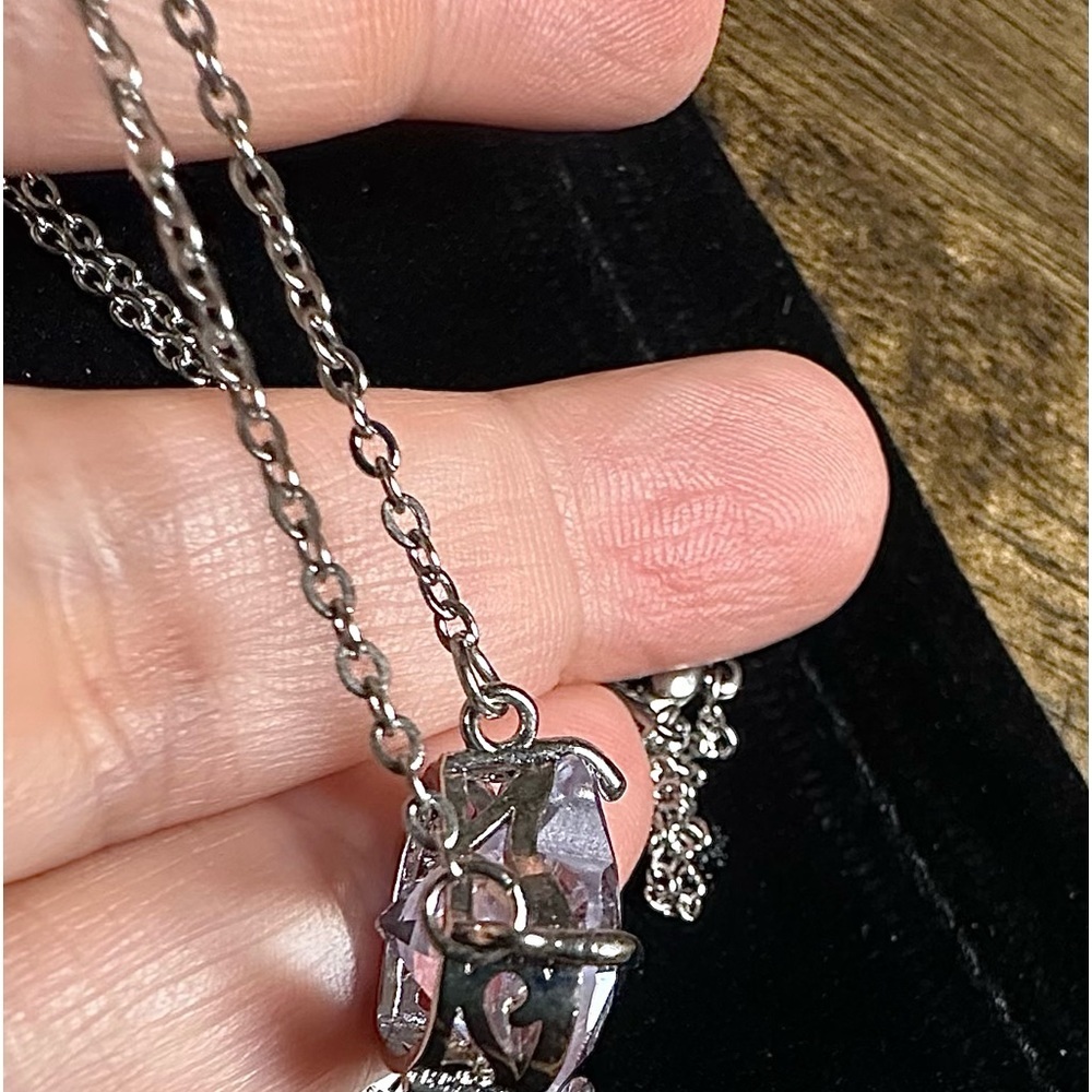 2 carat Diamond & 14k White Gold Plated Pendant 18” - Picture 4 of 4